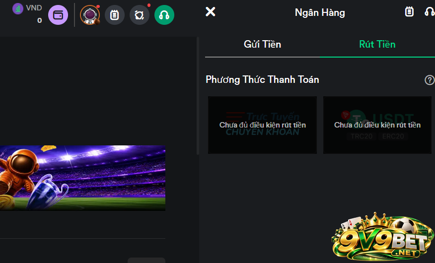 Người chơi lựa chọn cách rút tiền V9BET phù hợp 