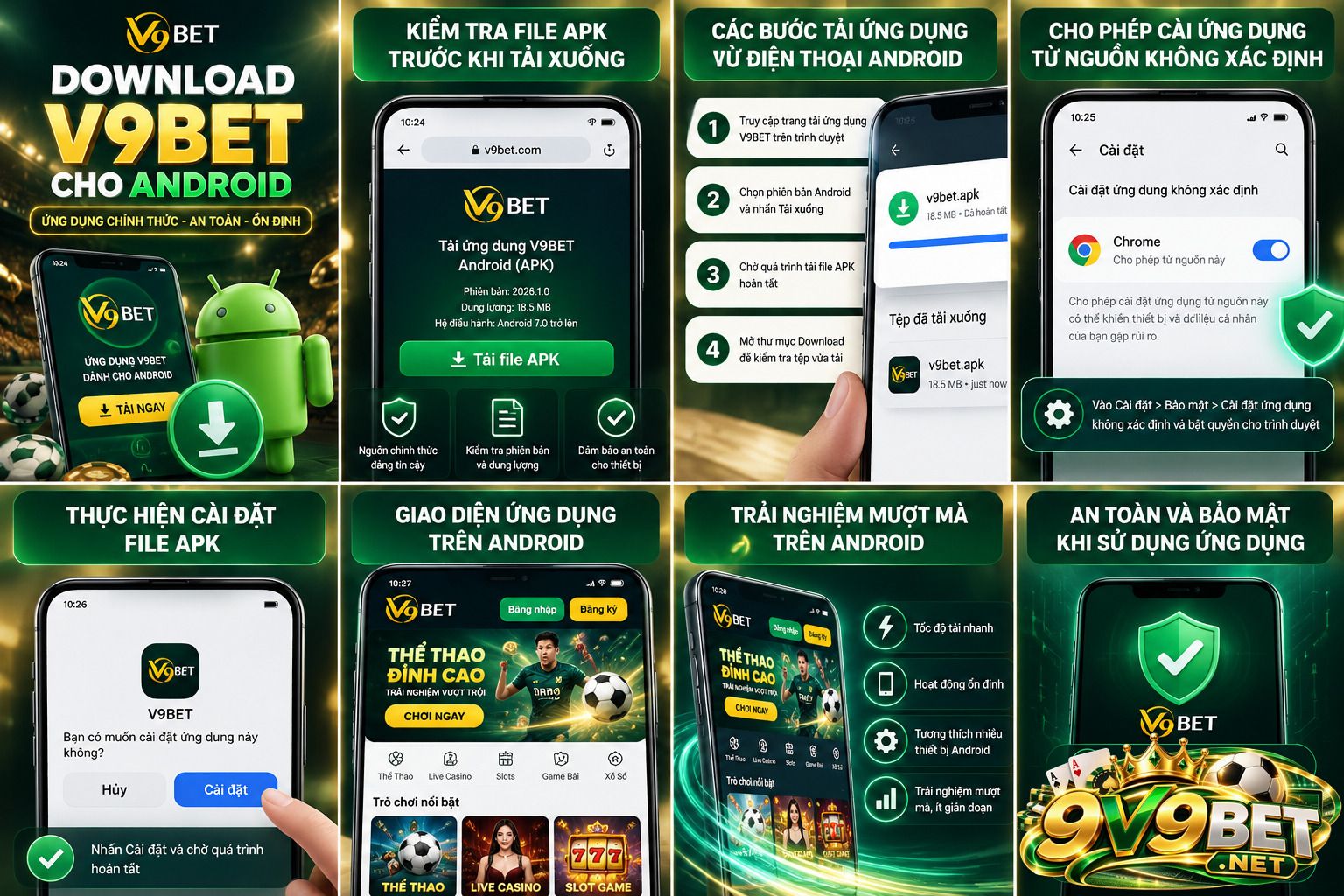 Thiết lập quyền cài đặt V9BET Android từ nguồn không xác định