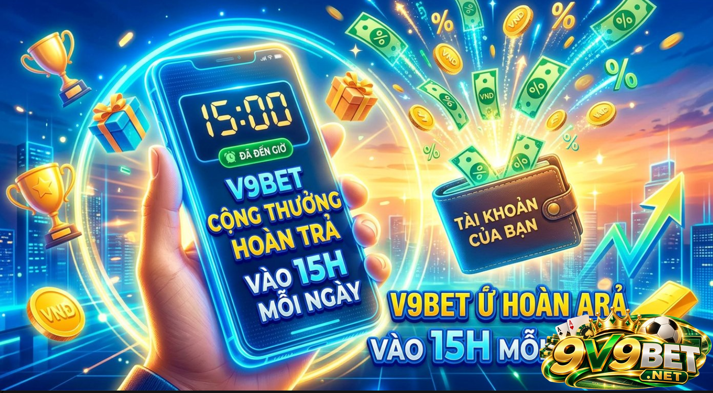 V9BET quy định như thế nào về thời gian cộng tiền hoàn trả?
