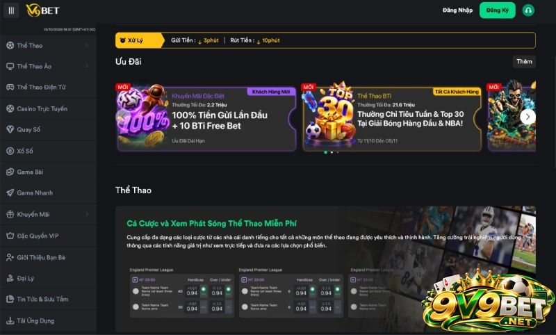 Giao diện link vào V9BET bằng điện thoại tối ưu cho người dùng