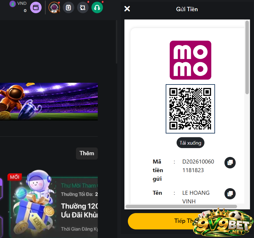 Mở ứng dụng Momo và tiến hành quét mã QR để giao dịch