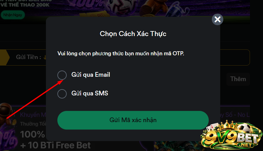 Người chơi hãy chọn lấy lại mật khẩu qua email 