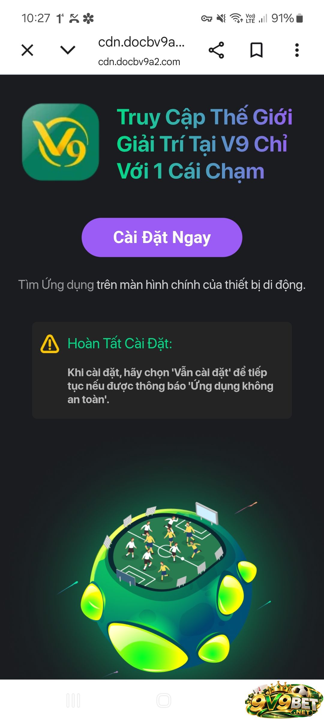 Chọn phần cài đặt app 
