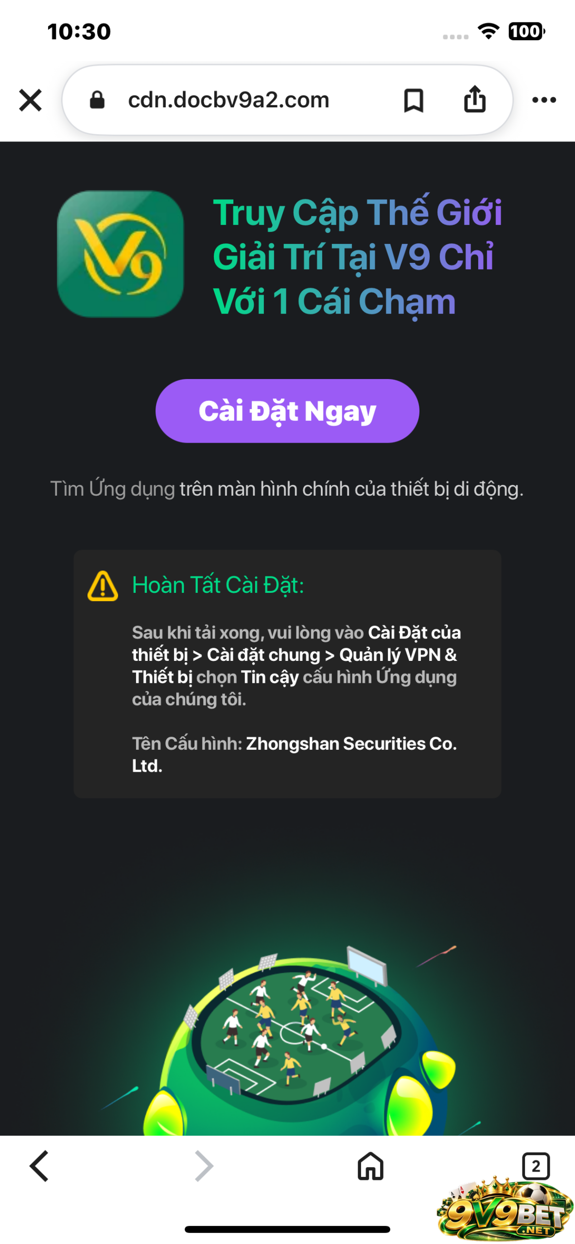 Nhấn “cài đặt ngay”