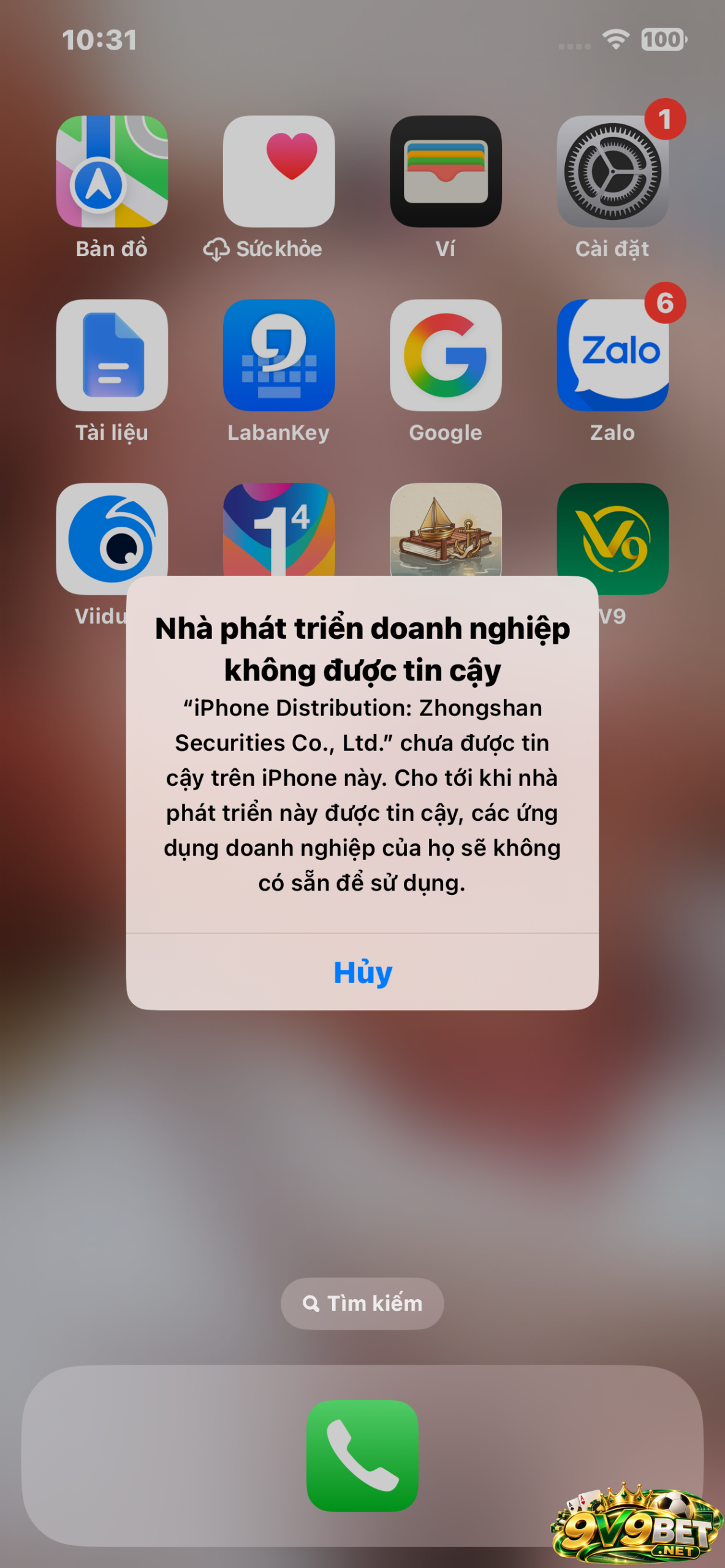 Người chơi nhấn “hủy”
