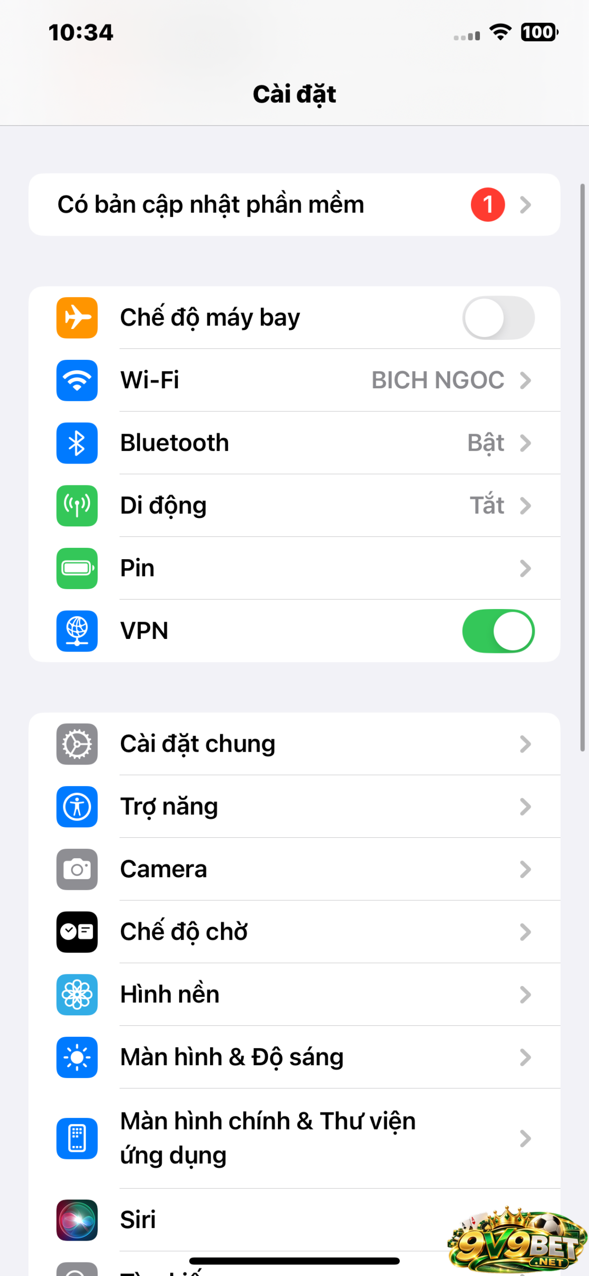 Anh em vào mục cài đặt trên thiết bị 