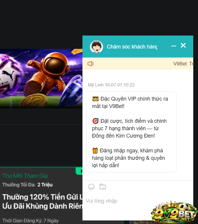 Liên hệ bộ phận chăm sóc khách hàng để mở lại tài khoản V9BET đã bị khóa 