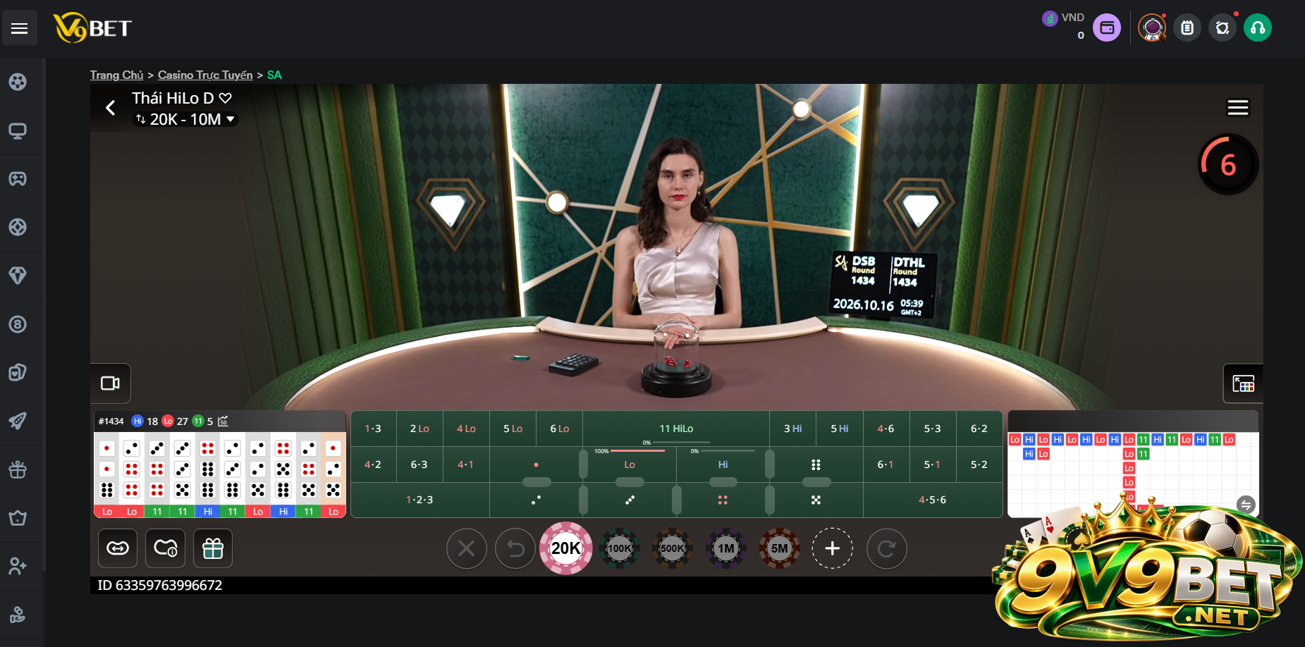 Kiểu cược bộ đôi đồng nhất trong tài xỉu V9BET 