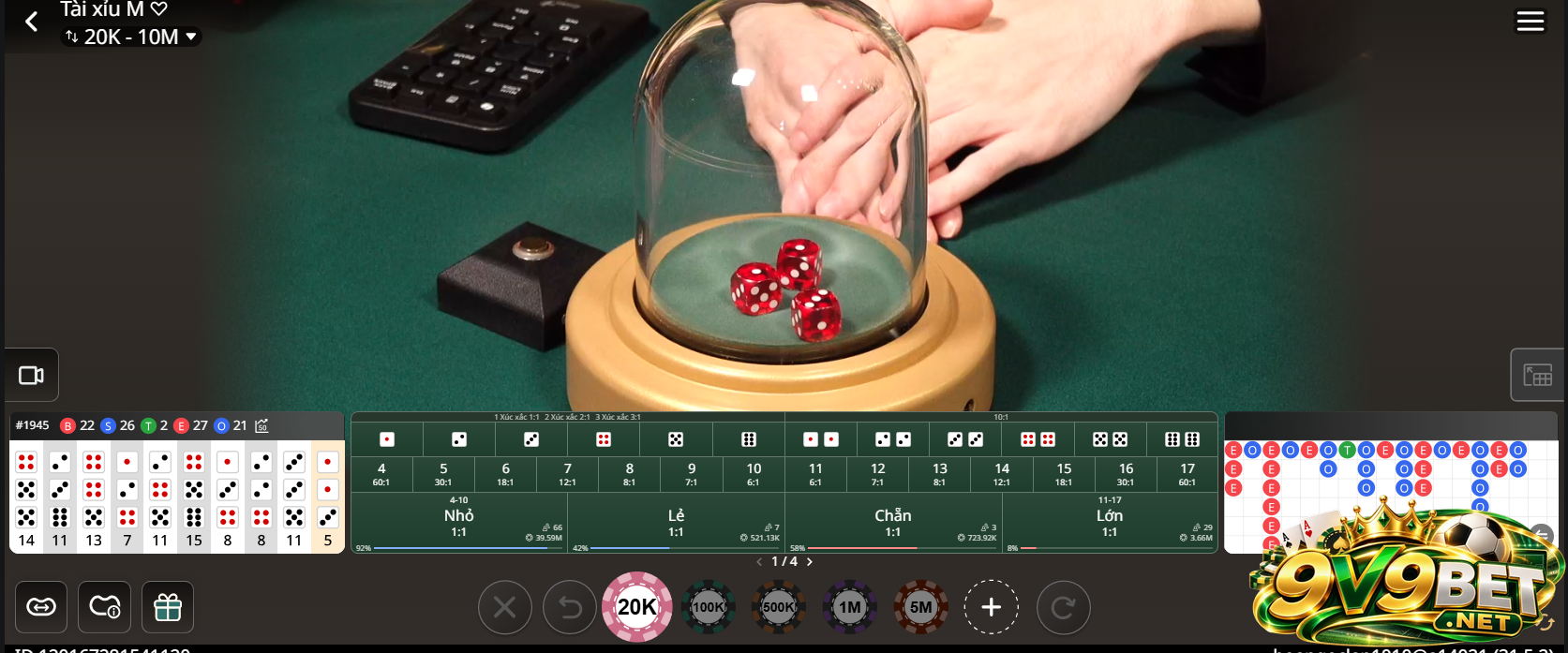 Cược bộ ba đồng nhất trong tài xỉu V9BET như thế nào?