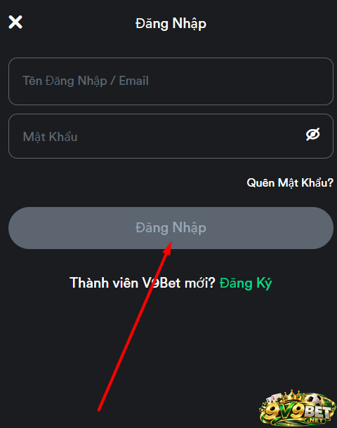 Những thông tin người chơi cần điền để V9BET đăng nhập
