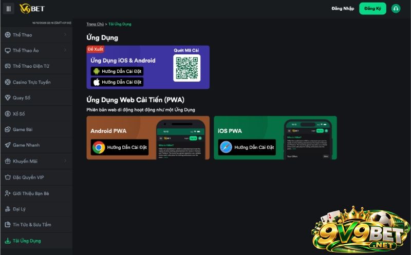 Nhà cái đã phát triển ứng dụng mobile V9BET cho hai hệ điều hành phổ biến nhất